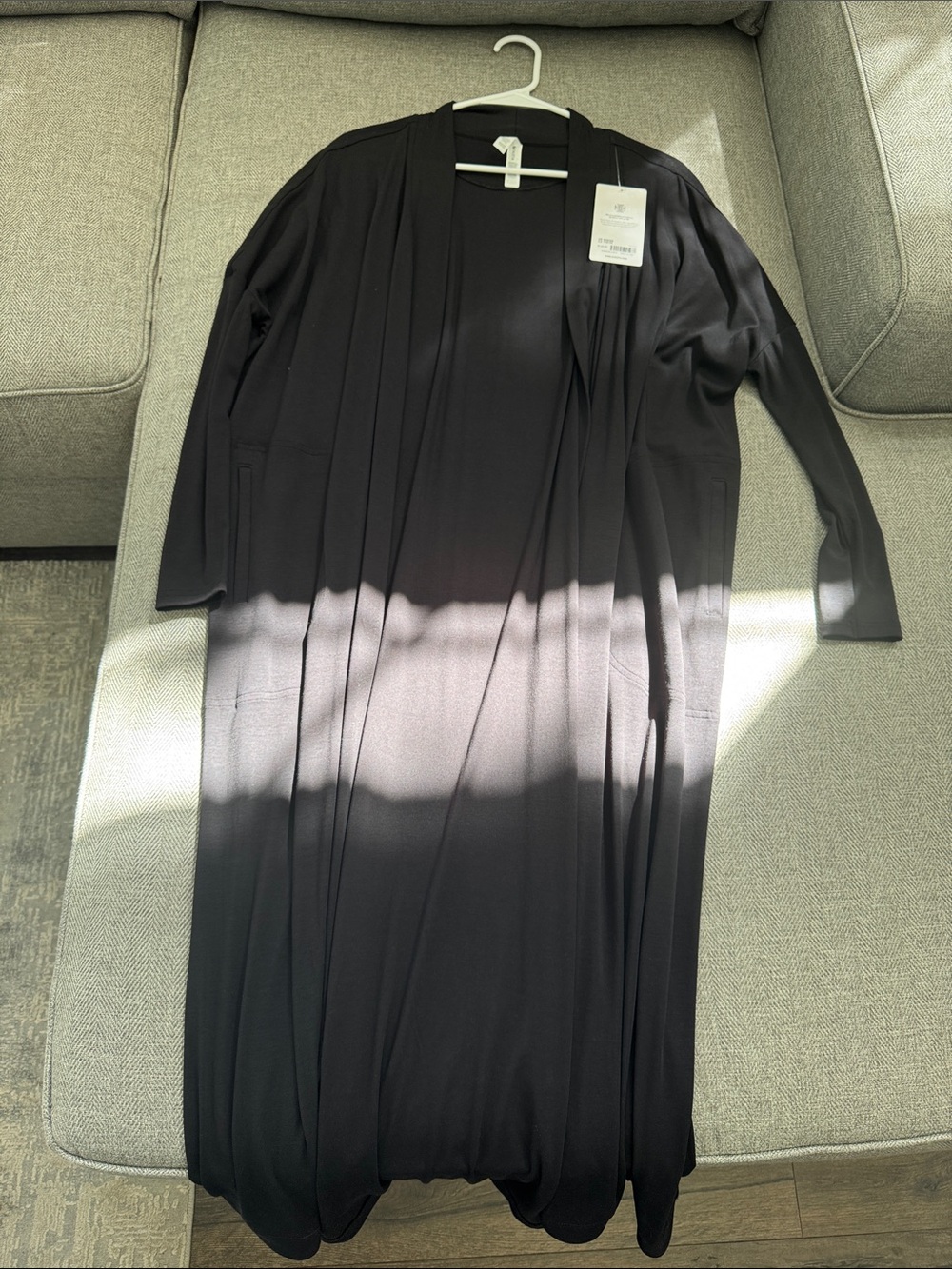 Athleta Black Long Open-Front Maxi Robe